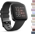 Mugust Sport Bands Compatible with Fitbit Versa 2 / Fitbit Versa/Versa Lite/Versa SE, Classic Soft Silicone Replacement Wristbands Straps for Fitbit Versa 2 Smart Watch Women Men (Large,Black)