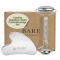 Bare Botanics Stainless Steel Gua Sha & Face Roller Set | Dual Facial Tools for Puffiness, Lymphatic Drainage & Glowing Skin | Durable, Easy to Clean Skincare Duo | Vegan & Cruelty-Free