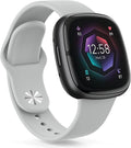 AK Silicone Bands Compatible With Fitbit Versa 4, Sense 2 - Soft Replacement Straps for Versa 3, Sense Smart Watch (Gray)