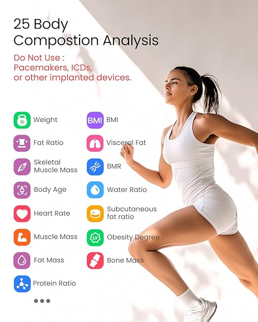 Smart Scale for Body Weight, BMI, Body Fat, Muscle Mass, 7-in-1 Large Display Digital Bathroom Scale, 25 Body Composition Analysis, Sync App, Bluetooth, 400 lbs - Nexa 3