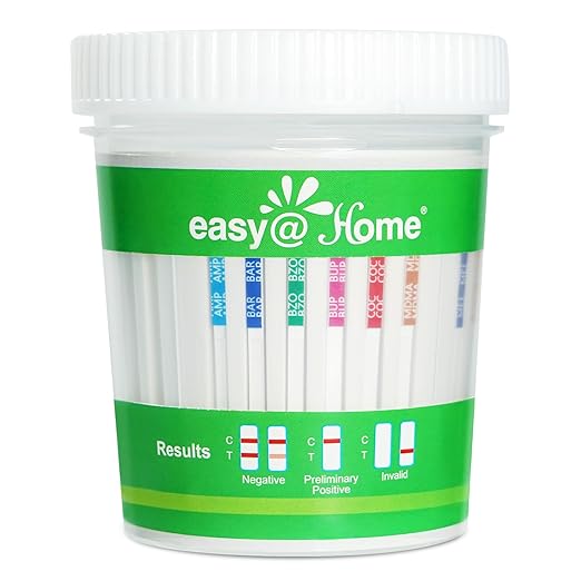 Easy@Home Drug Test Cup: Urine Drug Tests Kit, Testing All 12 Drugs AMP, BAR, BUP, BZO, COC, MDMA, MET, MOP 300, MTD, OXY, PCP, THC 50 in One Test Cup Kits，Built-in Test Strips, #ECDOA-6125B 1 Pack