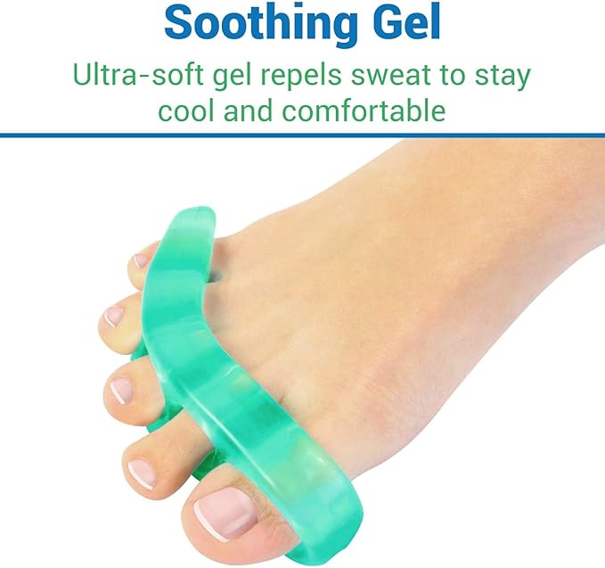 ViveSole Toe Separators for Men & Women Medium (2 Pairs) - Silicone Gel Spreaders - Therapeutic Spa Stretchers for Plantar Fasciitis, Bunions, Overlapping Hammer Toe Spacers - Metatarsal Yoga Cushion