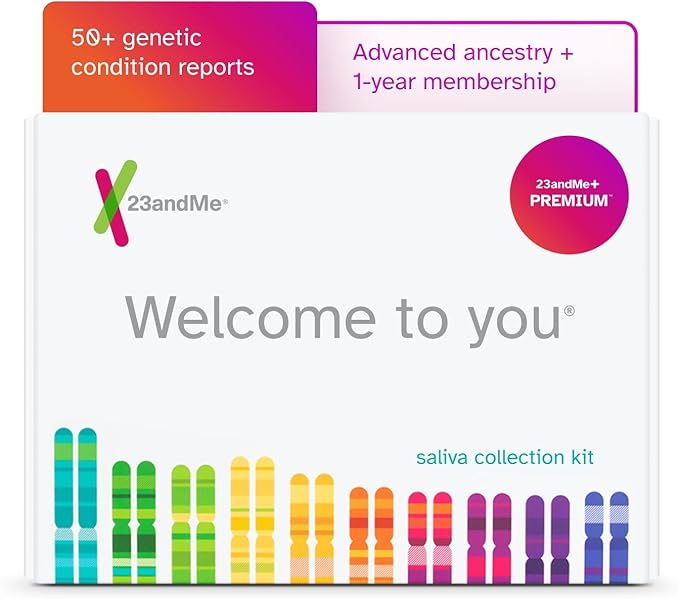 23andMe+ Premium Advanced Ancestry & Health - DNA Test Kit, Personal Genetic Insights, Plus 1-Year Access to Exclusive Reports, DNA Kit (Before You Buy See Important Test Info Below)