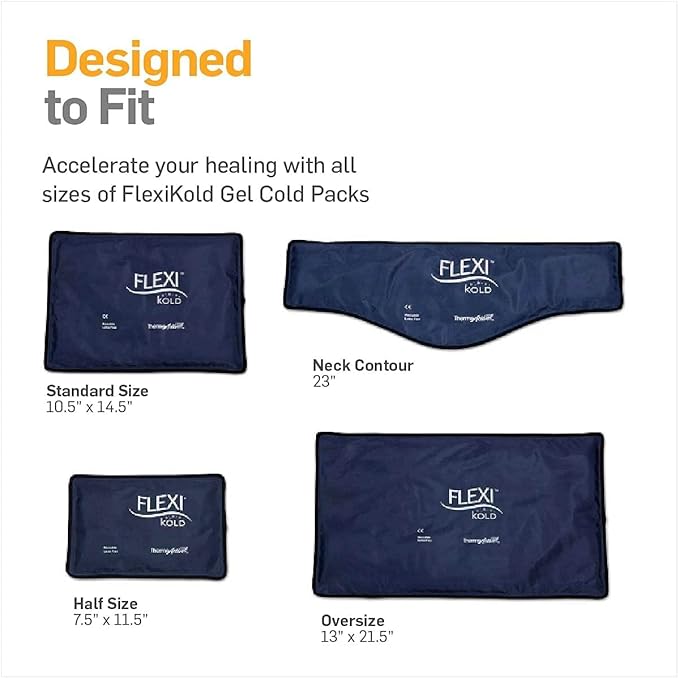 FlexiKold Standard, Half Size, Oversize and Neck Gel Ice Cold Packs - Sizes: Large, Small, X-Large, and Neck