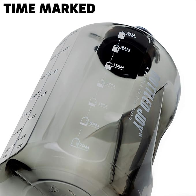 1 Gallon Water Jug with Flip-top Lid and Handle Strap, Leak-proof BPA Free Reusable Time Marker Reminder Large Capacity Gallon Water Bottle for Outdoor Sports Fitness Gym Hiking