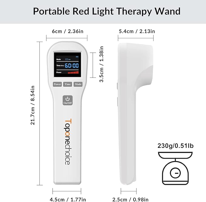 Red Light Therapy Device - 4x808nm+16x650nm Near Infrared Light Therapy for Joint Muscle Pain Relief, Handheld Infrared Therapy for Body, Knee, Shoulder, Back, Dog, Cat, Horse, White