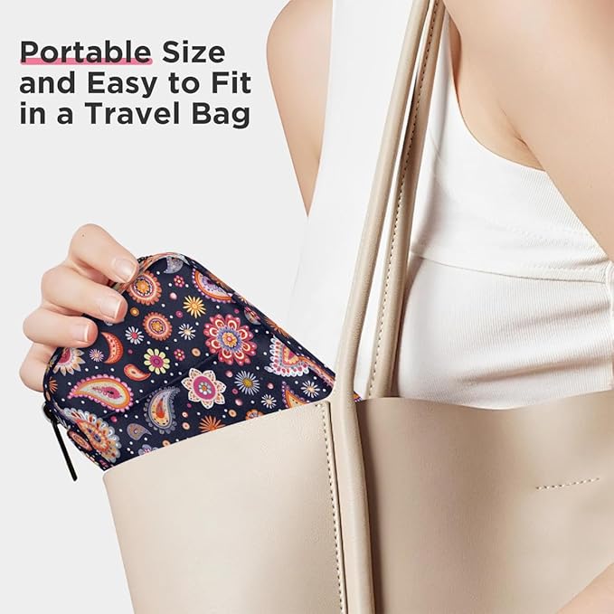 Colorful Ethnic Paisley Pill Case Travel Pill Organizer Weekly 7 Day Portable with Zipper Medicine Box Pill Case for Vitamins, Birth Control,Fish Oils,Medication, Supplements