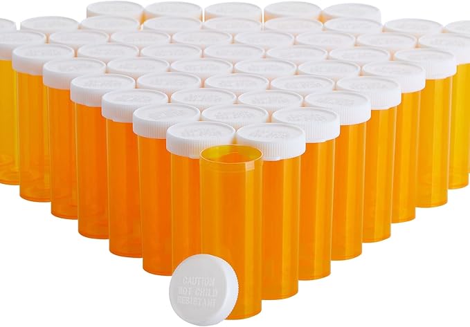 Juvale 6 Dram Empty Pill Bottles with Caps - Durable Plastic Vials - Easy-Open Caps for Travel Pill Bottles - Versatile Medicine Containers for Supplements - 50 Pack, 6 Dram, Orange