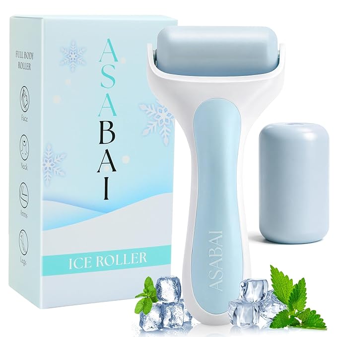 Ice Roller for Face, Premium Facial Ice Roller and 2X Rollers for Long Lasting Cold - Eye Roller for Puffy Eyes & Cold Massage for Migraines (Blue)