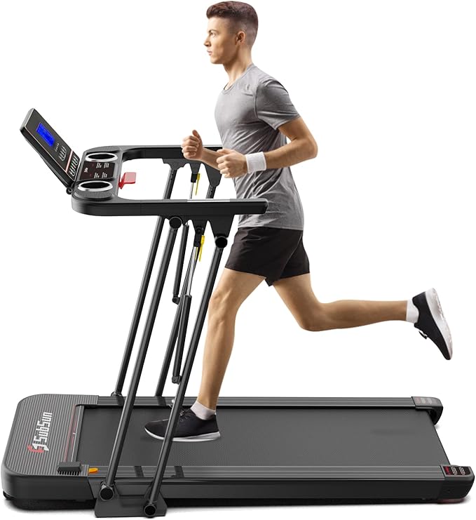 SubSun Foldable Treadmill for Home, Portable Walking Pad with Handle, Manuall/Auto/No Incline, 2.5HP Treadmill with 265 Lbs, Black/White