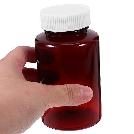 Cute Brown Plastic Pill Bottle 200ml Large Capsule Container Empty Medicine Bottles Sealing Caps