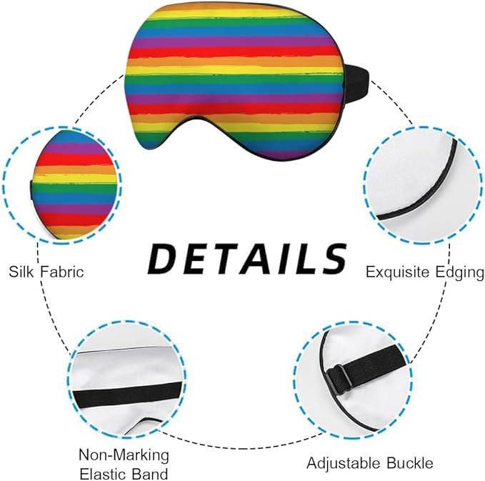 Rainbow Striped Sleep Eye Mask LGBT Flag Color Stripes Art Silk Eye Mask Sleeping Soft Eye Shade Cover for Men Women Boy Girl Airplane Travel with Elastic Strap