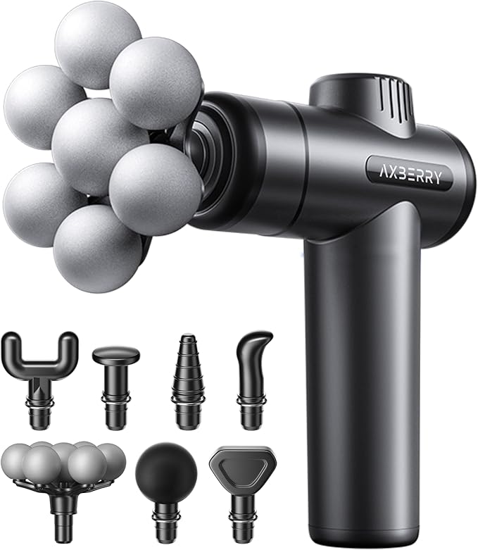 AxBerry Massage Gun Deep Tissue, Body Massager, Percussion Massage Gun, Handheld Massage Gun for Back Shoulder Muscle Pain Relief, Portable Quiet Professional Muscle Gun Mini Massager