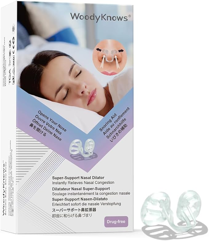 WoodyKnows Super-Support Nasal Dilator, Improves Sleep and Sports Airflow, Nasal Congestion and Nose-Related snoring aid (S 4Pack)
