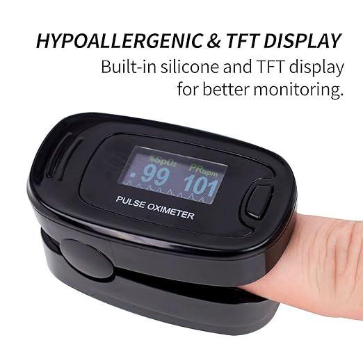 CONTEC CMS50NA Pulse Oximeter Fingertip Blood Oxygen Saturation Monitor SpO2 and PR Value Waveform Blood Oxygen Neck/Wrist Corda, Black