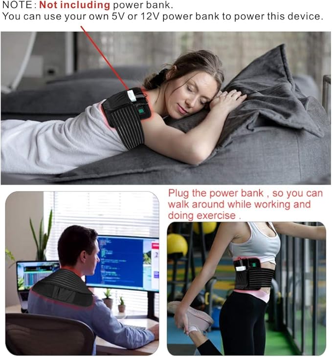 25W 660nm LED Red Light and 850nm Near Infrared Light Therapy Devices Large Pads Wearable Wrap for Body Pain Relief