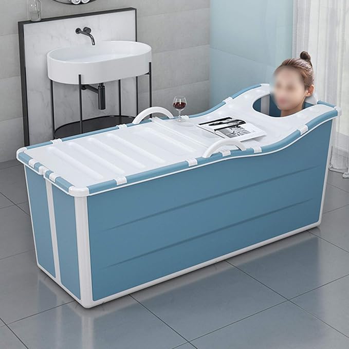 Foldable Bathtub for Adult, Portable Tub for Hot/Ice Bath for Home Camping Travel Shower, 53 x 21 x 20 Inch