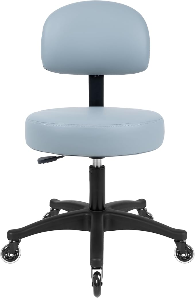 TAKE UR SEAT® Economical Multi-Purpose Medical Spa Chair Stool with Adjustable seat and Back Height. Advanced Fabric seat Cover is Easy to Clean. Blade Wheels (Table Height Grey)