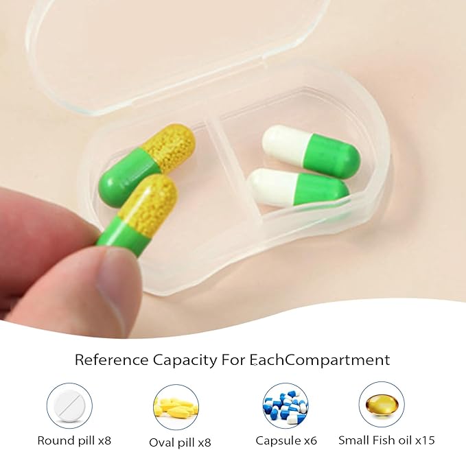 12PCS Pill Case Organizer Pocket Small Pill Holder, Daily AM & PM containers, Medicine Holder, Ideal for Medication, Vitamin, Supplement, Perfect for Travel, Ideal for Purse