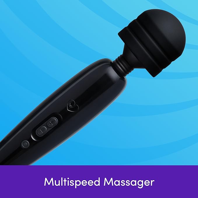 Lovehoney Powerful Electric Handheld Massager - Mains Powered Body Massage Tool with 12 Vibration Modes - Flexible Neck for Muscle Aches in Back, Neck, Shoulders, Legs – Black