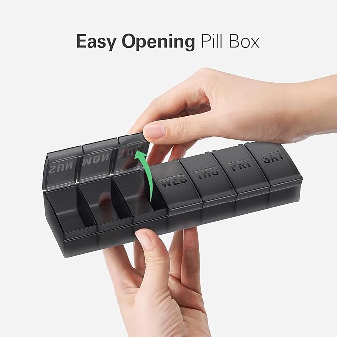 Large Pill Organizer 2 Pack, Easy-Open Weekly Pill Organizer, XL Daily Pill Organizers, 7 Day Medicine Pill Organziers, Medicine Box 7 Day for Large Vitamin Supplements (Pink + Red)