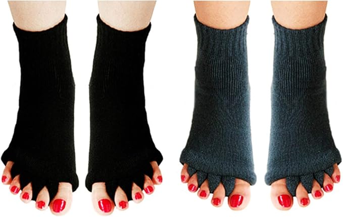 AIBEARTY 3 Pairs Yoga Sport Gym Five Toe Separator Socks Foot Massage Toeless Socks