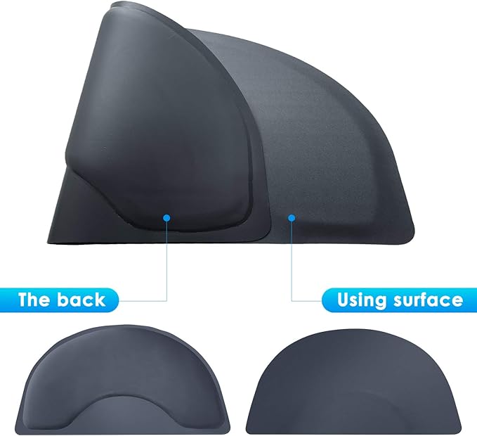 Salon Chair Anti-Fatigue Floor Mat for Barber Shop - 3'x5' Black Semi Circle for Hair Stylist - 1/2" Thick Standing Mat