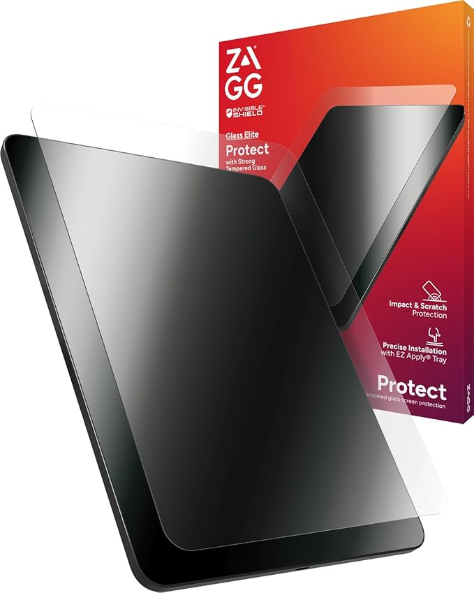 ZAGG Glass Elite iPad Air 13" (M5)/ (M4)/ (M3)/ (M2) Screen Protector - Ultra-Strong, Scratch-Resistant, Smudge-Free, Easy Install, Eco-Friendly, Tempered Aluminosilicate Glass