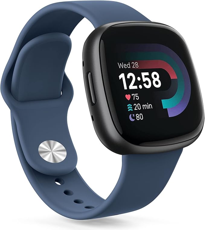 AK Silicone Bands Compatible with Fitbit Versa 4 & Sense 2 Bands for Women & Men, Soft Straps Replacement Wristbands for Fitbit Versa 3 & 4 / Sense & 2 Smart Watch (Navy Blue)