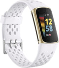 Replacement Bands Compatible with Fitbit Charge 5/ Charge 6 for Women Men, Soft Breathable Sport Bracelet Adjustable Waterproof Wristbands for Fitbit Charge 5/ Charge 6 Advanced Fitness Tracker, White