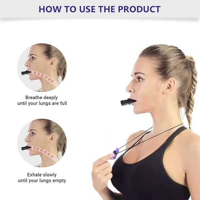 Respiratory Breathing Trainer | Boost Lungs Capacity | Exercise Device for Daily Fitness with Adjustable Resistance | Easy to Clean with High Grade Silicone - Black