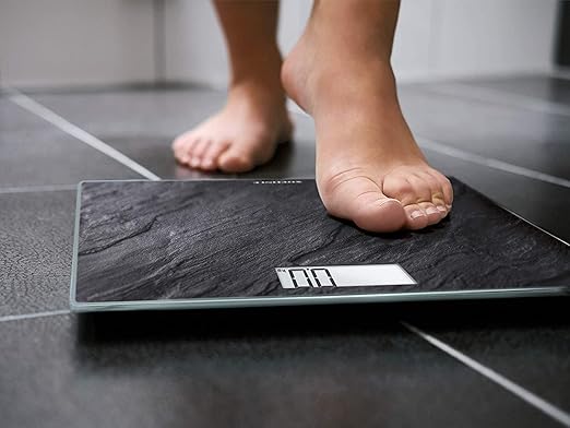 Soehnle Style Sense Compact 300, Compact Digital Weighing Scale, Bathroom Scale with Easy-to-Read LCD Display, Extra-Flat Body Weight Scale, Slate