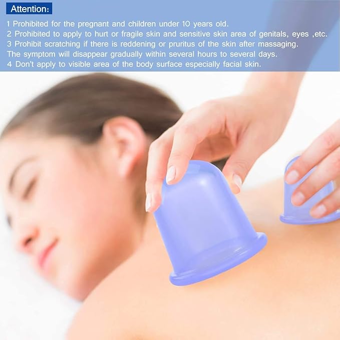 M-22 ONECUPPTOP Cupping Therapy Sets Silicone Anti Cellulite Cup Vacuum Suction Massage Cups Facial Cupping Sets Body and Face (Blue)