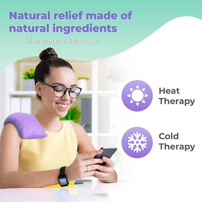 My Heating Pad for a Better Comfort - Moist Microwavable Heating Pads for Joint Pain and Sore Muscles - Microwave Hot Pack Heat Pad for Cramps - Chilled or Heated Pad Therapy Pillow - 3 Packs Purple