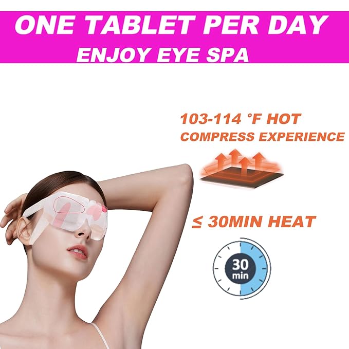 Steam Eye Mask for Dry Eyes, Self Heated Sleep Eye Mask Disposable Warm Compress for Eyes, Relieves Dry Eye Eye Strain, Dark Circles, Puffiness,Microgroove (Rose, Medium)