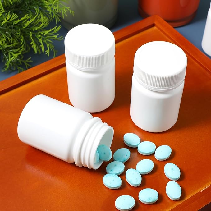 20pcs Medicine Pill Bottle Empty Plastic Capsule Case Reagent Bottle Powder Medicine Pill Container with Screw Cap for Home Travel Outdoor 50ml