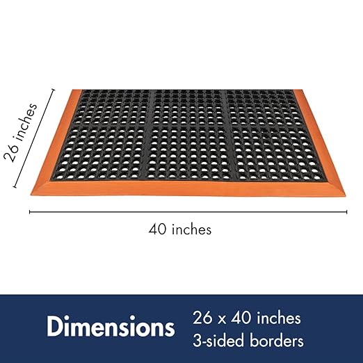 NoTrax Safety Stance Rubber Non Slip Drainage Mat - Yellow/Black 26" x 40" Heavy-Duty Anti Fatigue Mats with 3 Sided Beveled Edges and Ergonomic Support - 549S2640YB