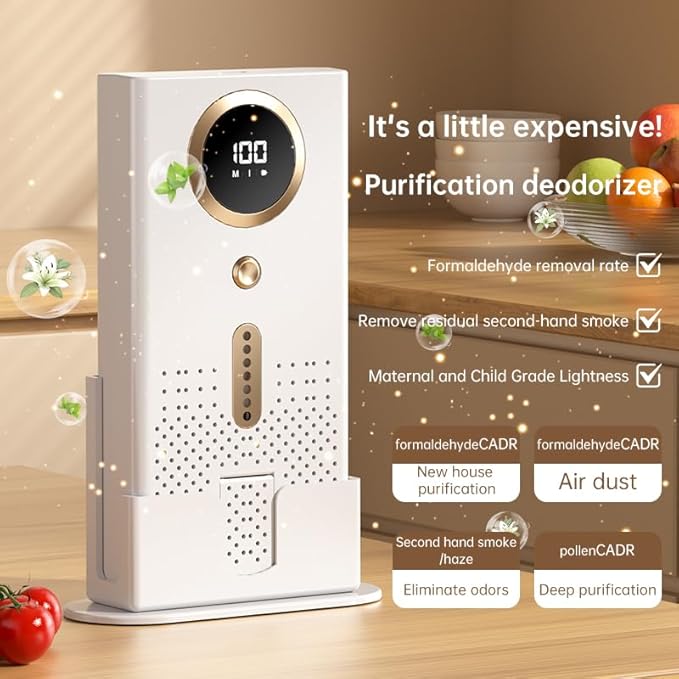 Air Purifier, Small Air Cleaners for Home, Portable Air Purifier, Aroma Machine for Pet Rooms, Toilets, Smoking Areas,White