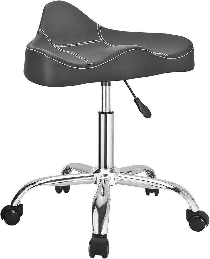 JOSTZHXIN Rolling Stool PU Leather Swivel Stools Height Adjustable, Drafting Work SPA Task Chair with Wheels, Home Office Salon Stool Chair