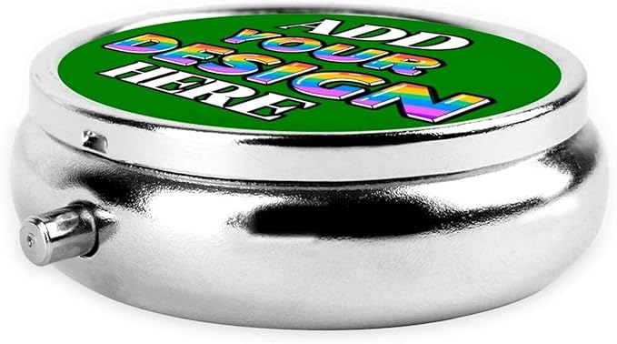 Custom Pill Container, Medicine Pill Box Case Organizer Travel Pill Holder Vitamin for Purse Med Wallet Portable Mini Pastillero Round, Green, Personalized Gifts