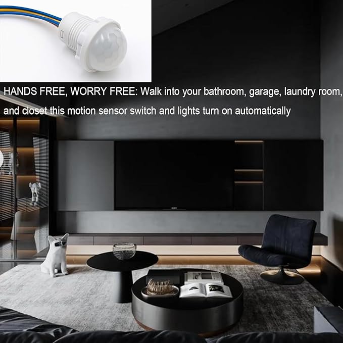 4pcs Motion Sensor Light Switch, PIR Infrared Sensor, 30S Time Delay, Smart Detection for LED, Bulb and Other Existing Light, Ceiling & Wall Mount, Automatic Light Control, 100-240V/40W