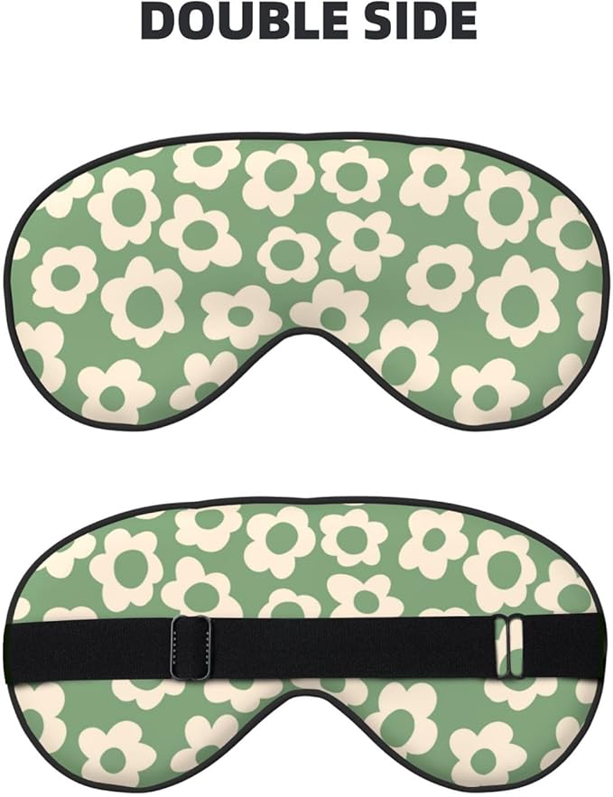 Vintage Groovy Flowers Sleep Mask Eye Mask with Adjustable Strap Eye Sleep Shade Cover Blocks Light for Women Men Airplane Travel Nap