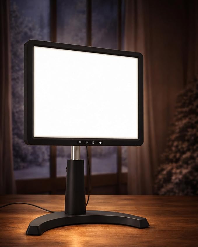 10000 Full Spectrum, UV-Free Light LED Sunlight Lamp with 3 in 1 Mount, Timer & Adjustable Brightness, Portable, Daylight for Office Reading Morning Routine