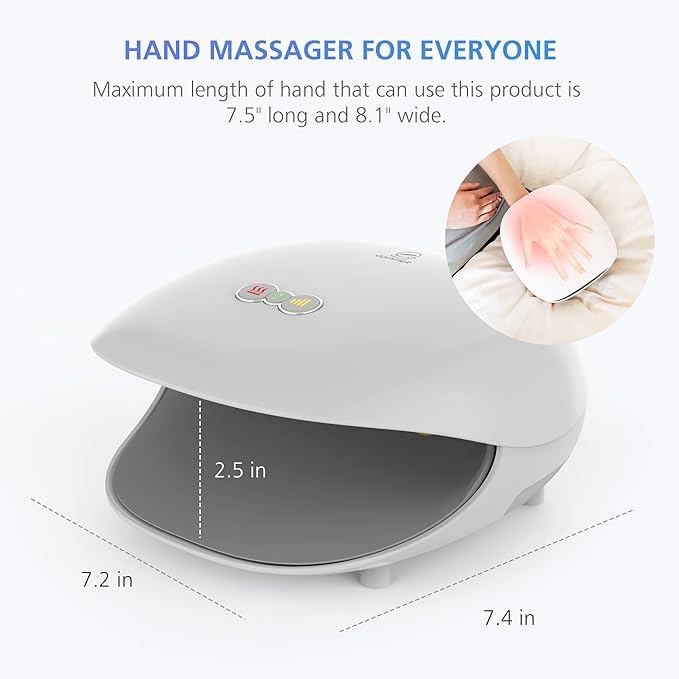 COMFIER FSA Wireless Hand Massager with Heat,3 Levels Compression & Heating,Rechargeable Hand Massager Machine for Carpal Tunnel,Gifts for Women,Men, HSA