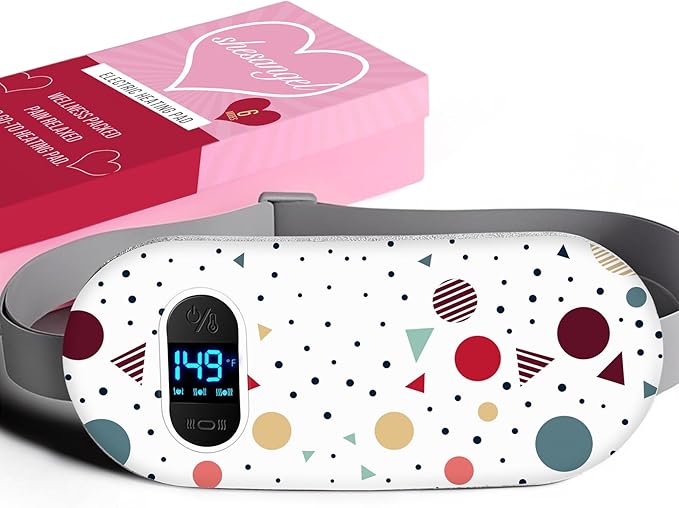 Portable Heating Pad for Period Cramps: Menstrual Heating Pad with Unique Design, Fast Heating Pad with 6 Heat Levels and 6 Massage Modes, Gifts for Her, Women, Teens and Girls