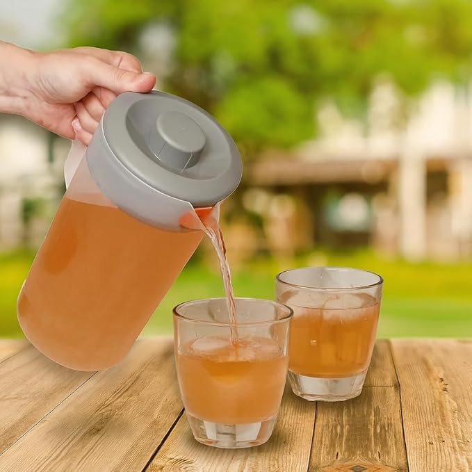 Water Pitcher with Lid 1 Gallon Pitcher, Freezer/Dishwasher Safe, BPA Free & Phthalate Free - Gray