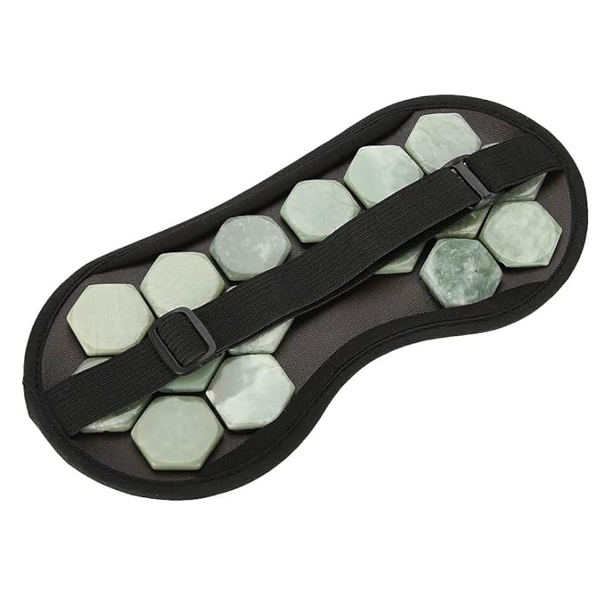 Megnetic Sleeping Eye Mask, Soft Adjustable Jade Stones Eye Masks Magnet Therapy Eyeshade Eye Cover Masks for Sleeping Travel Naps, Home, Hotel(Green)