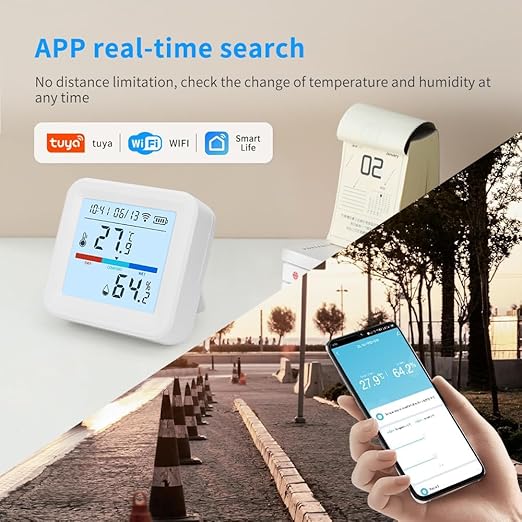 Smart WiFi Thermometer and Hygrometer – Temperature & Humidity Sensor with App Alerts, Data Logger, Backlit Display – Remote Temperature Monitor for Home, Greenhouse