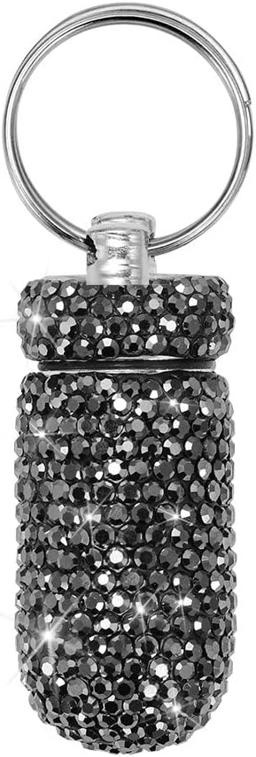 Portable Pill Case Pill Container Waterproof Pill Holder with Keychain Bling Pill Box Medicine Dispenser Bottle Storage for Outdoor Camping Travel (Grey)