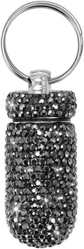 Portable Pill Case Pill Container Waterproof Pill Holder with Keychain Bling Pill Box Medicine Dispenser Bottle Storage for Outdoor Camping Travel (Grey)